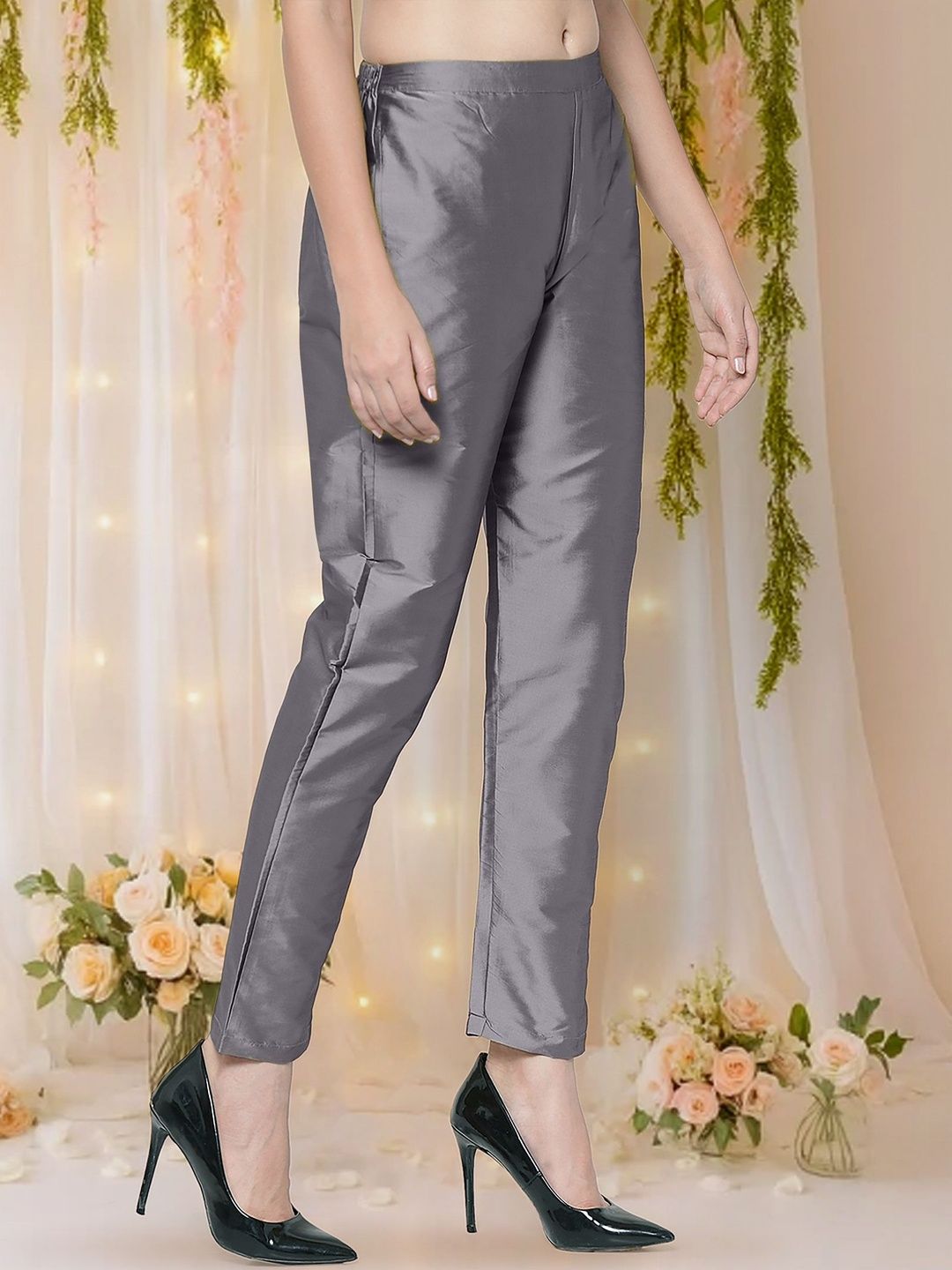 Moda Rapido Women Taffeta Silk Pant with Lining Inside and Pockets-image-45