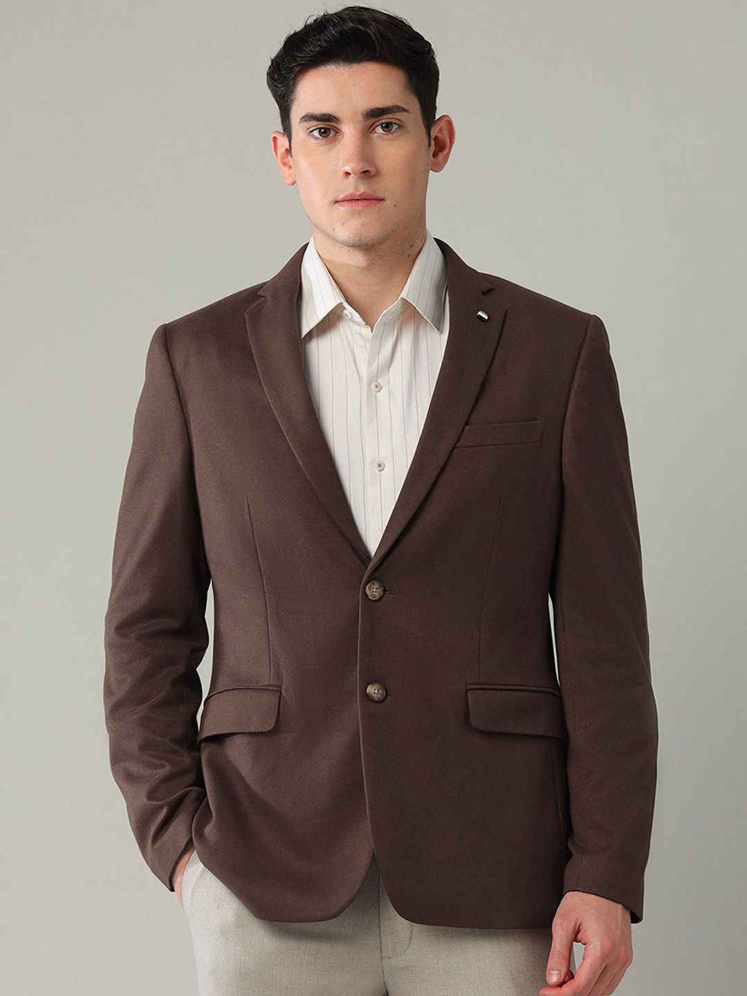 Arrow Zero Calorie Slim Fit Notched Lapel Formal Blazer-picture-28