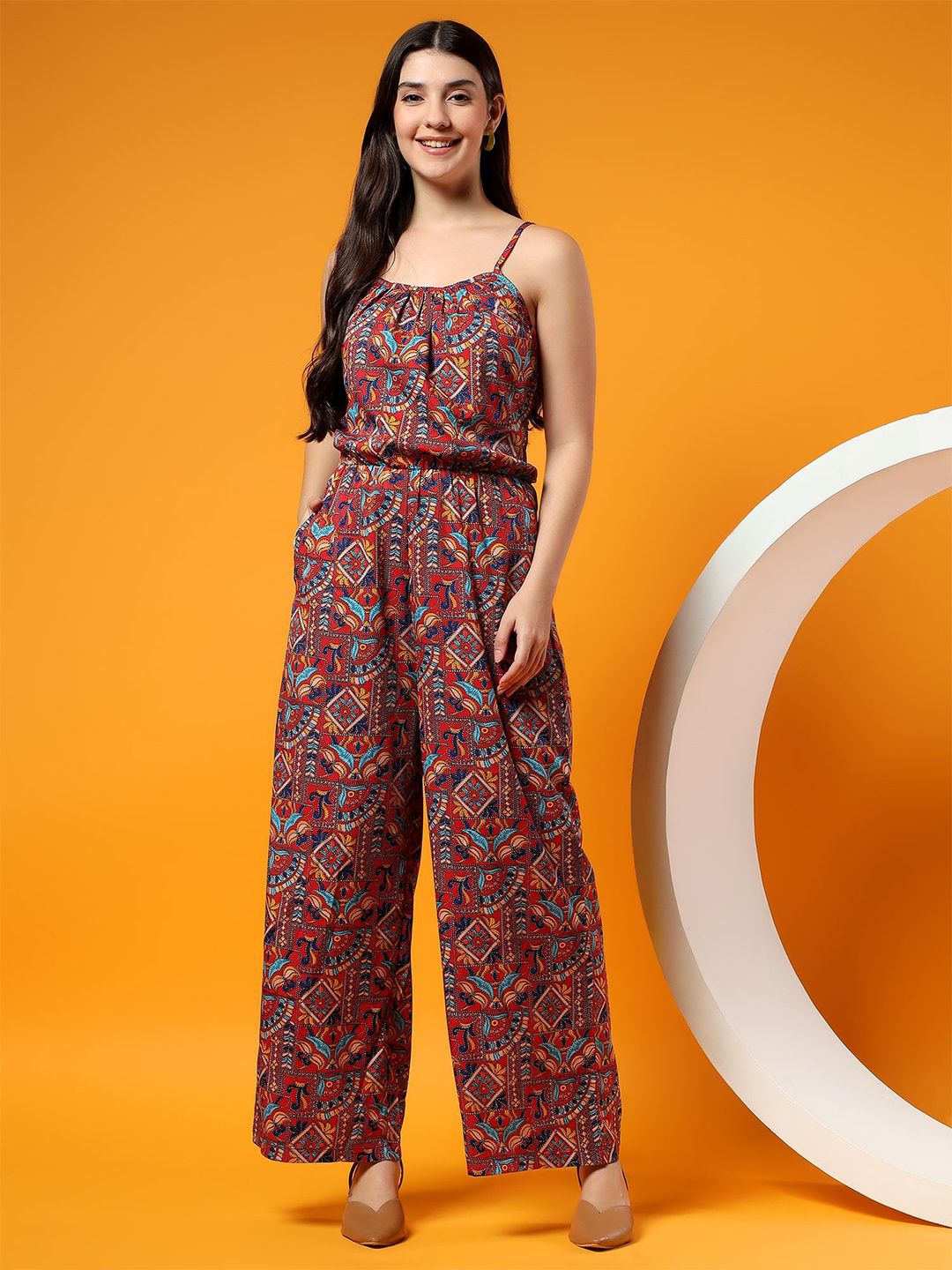 BRINNS Printed Shoulder Straps Sleeveless Basic Jumpsuit-picture-20