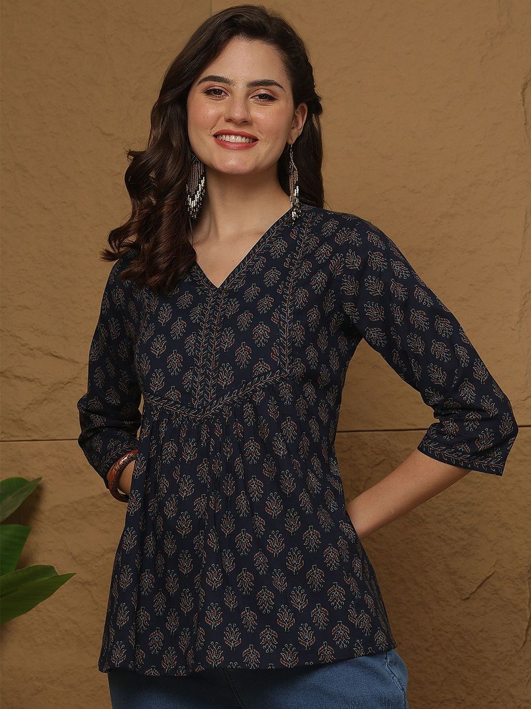 anouk rustic KEIYONA Print Ethnic Cotton Top-picture-16