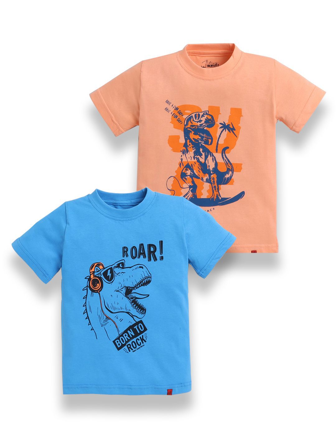 Tiny Toonzzz Boys Pack of 2 Graphic Printed Round Neck Pure Cotton T-shirts-picture-31