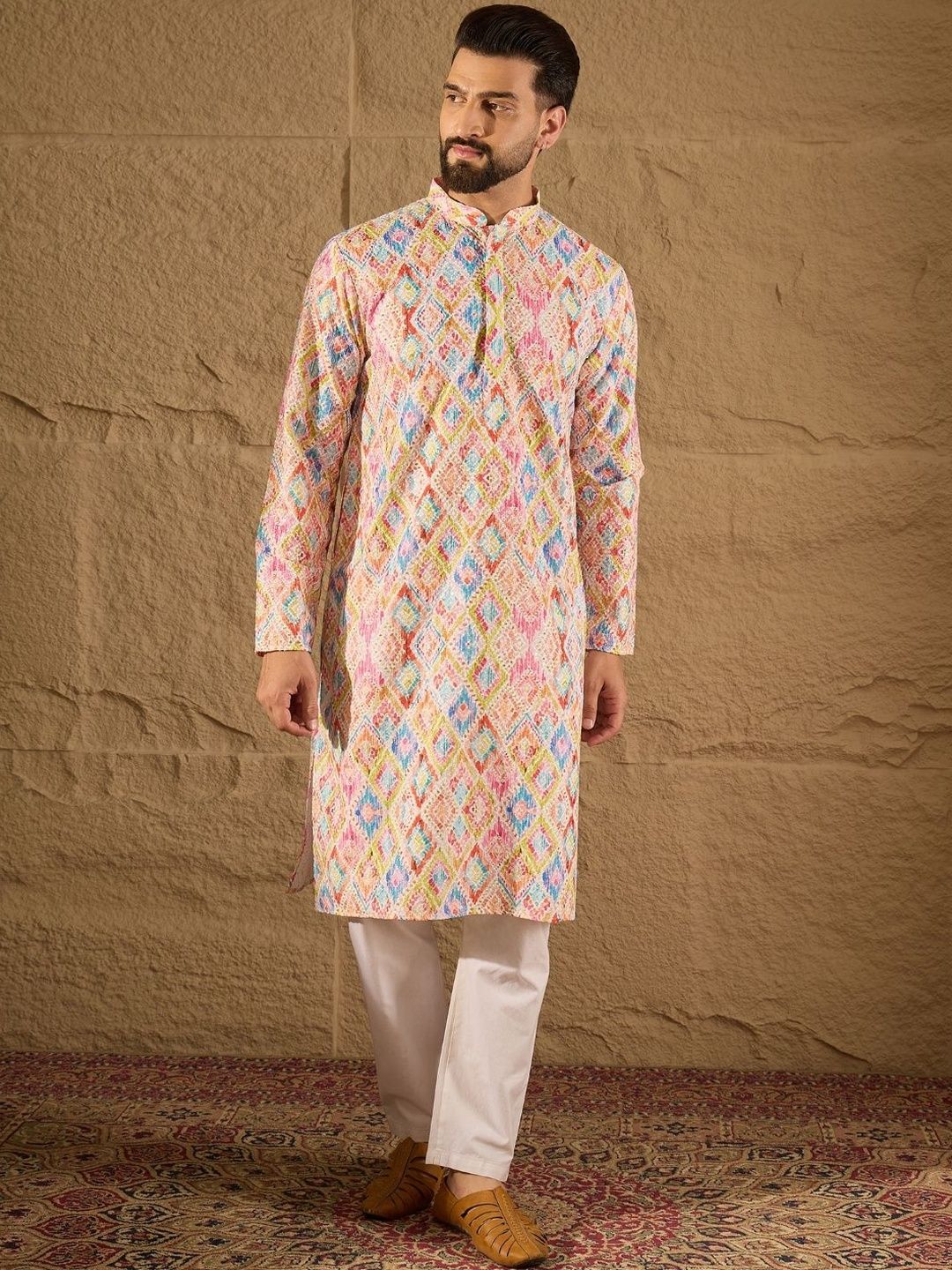 Anouk Men Abstract Embroidered Straight Kurta-image-49