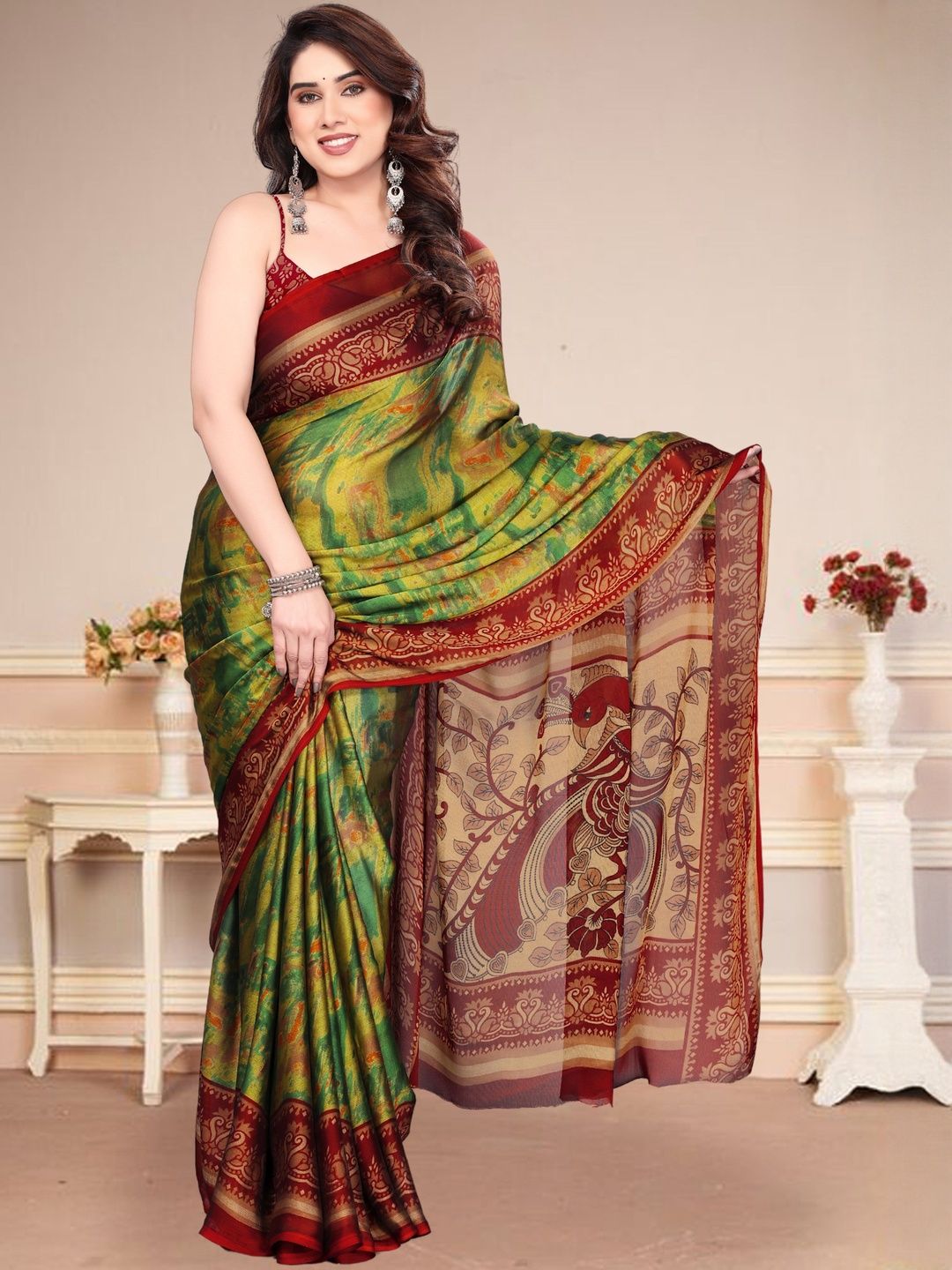 MAGNEITTA Ethnic Motifs Printed Pure Chiffon Saree-picture-41
