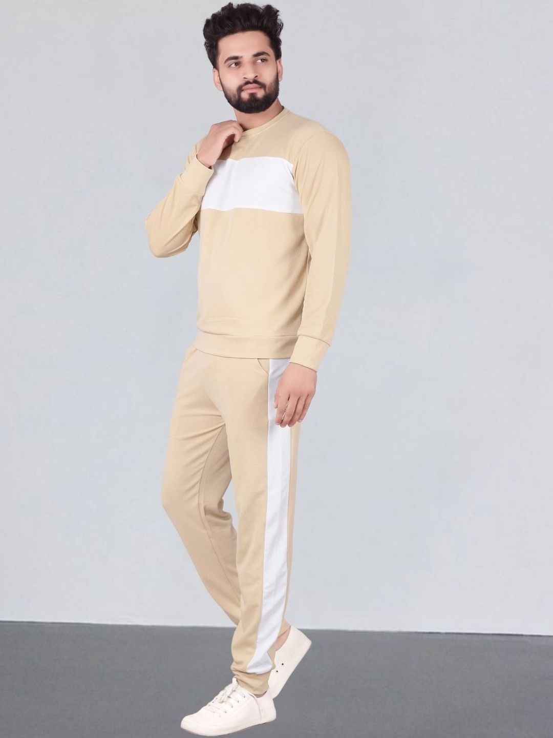 Moda Rapido Men Beige Cotton Blend Tracksuit-picture-27