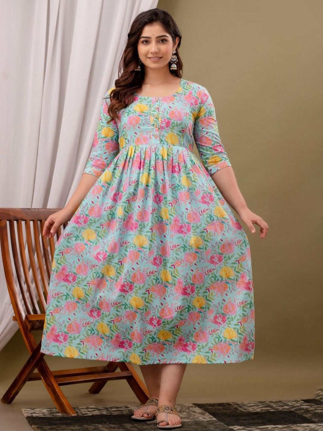 MAINA CREATION Women Floral Printed Maternity Cotton Anarkali Kurta-picture-17