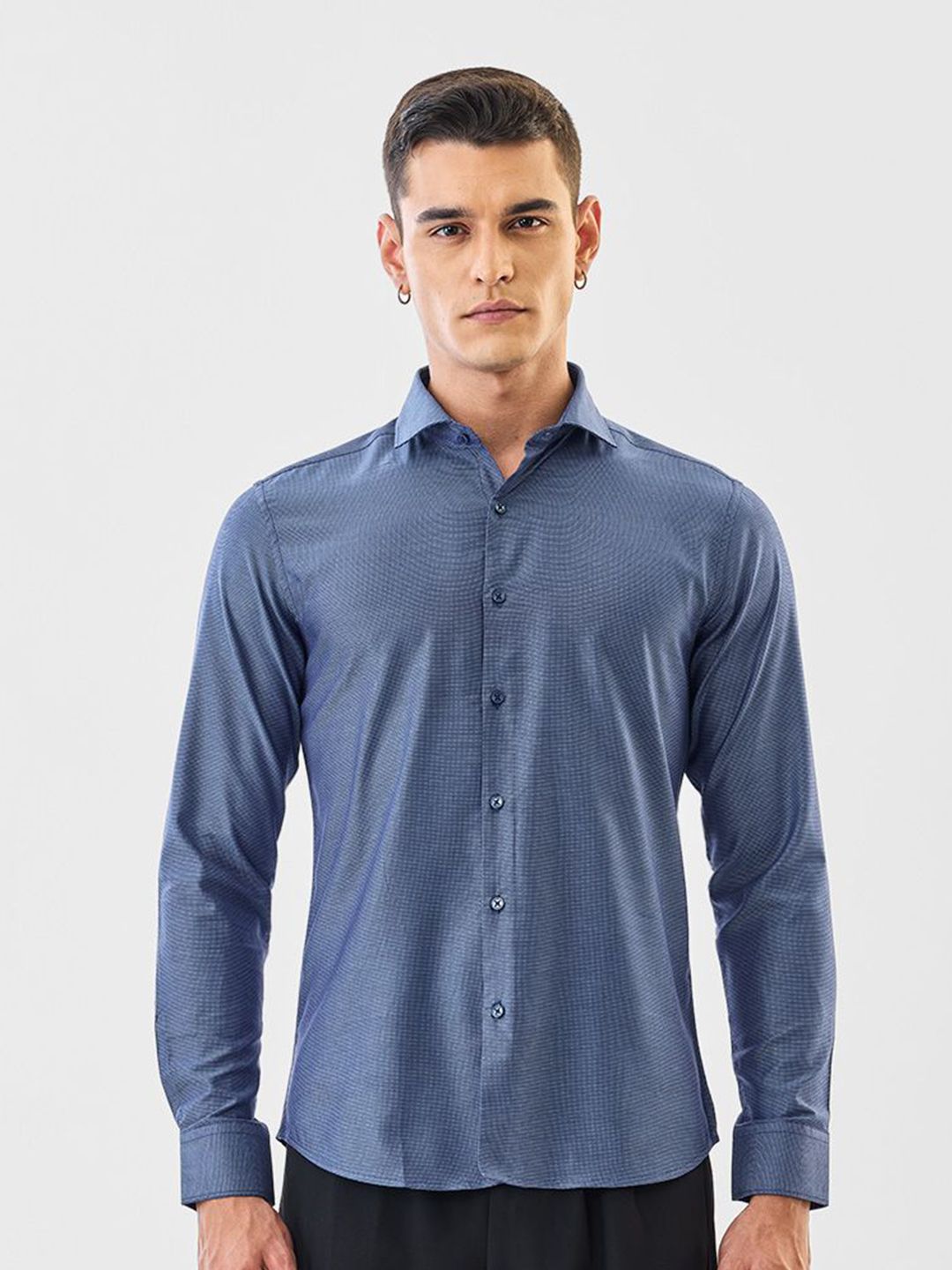 Snitch Men Textured Spread Collar Formal Shirt-picture-20