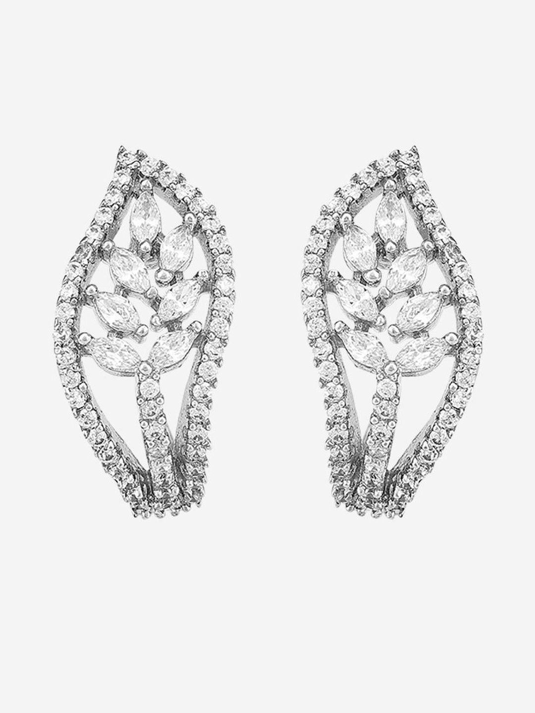 Kushal's Fashion Jewellery Classic Rhodium-Plated Half Hoop Earrings-picture-41