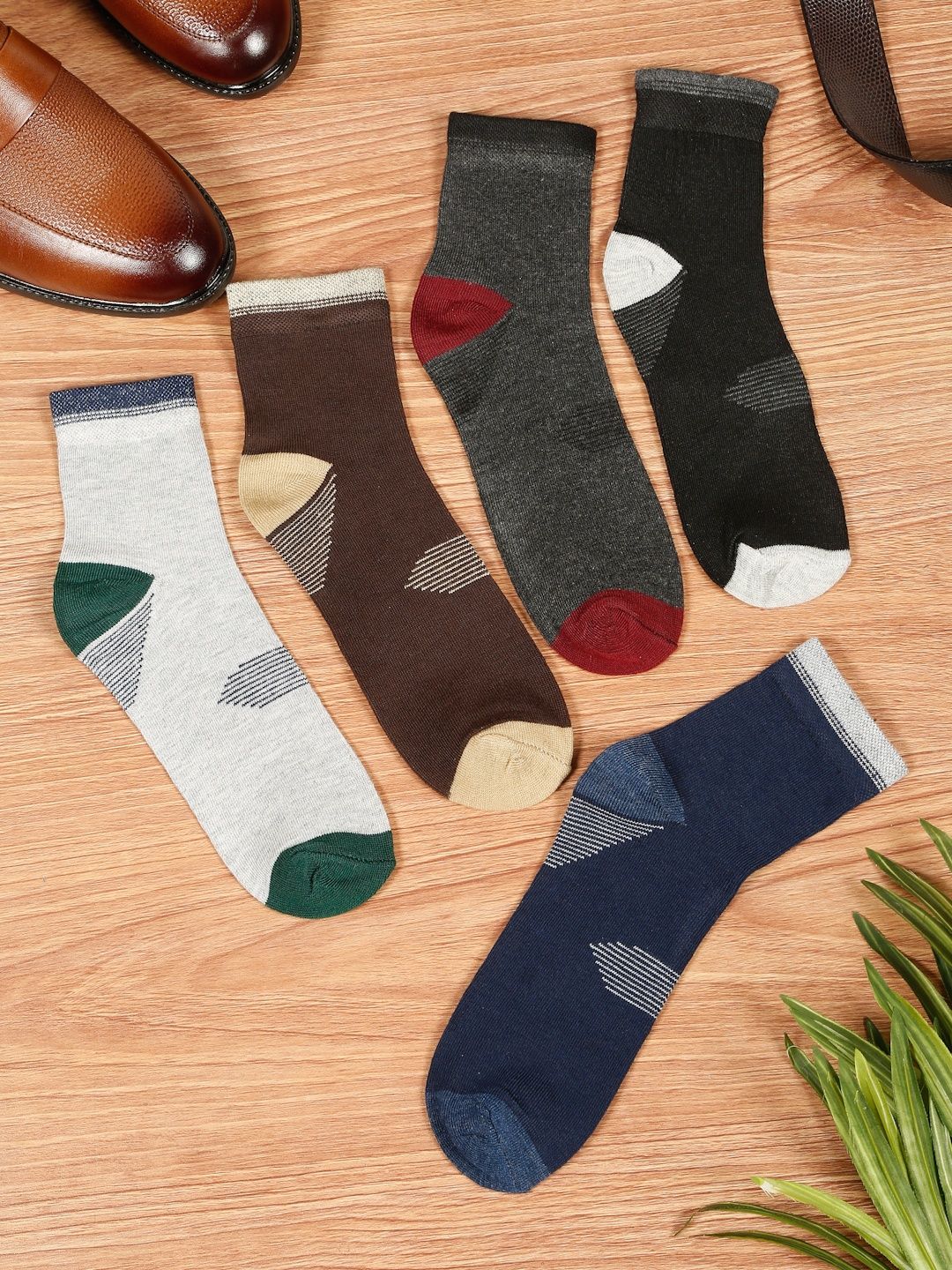 Teakwood Leathers Men Pack Of 5 Cotton Above Ankle Length Socks-picture-20