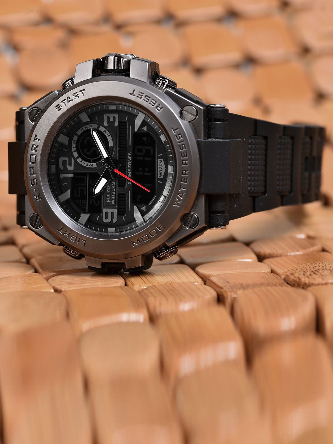 FELIZER Men Dial & Straps Analogue and Digital Multi Function Watch 90DT43-GunMetal-image-35