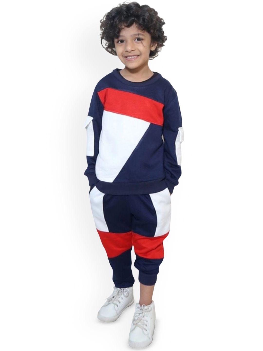 Miracles Happen Boys Colourblocked Round Neck Pure Cotton Clothing Set-picture-10