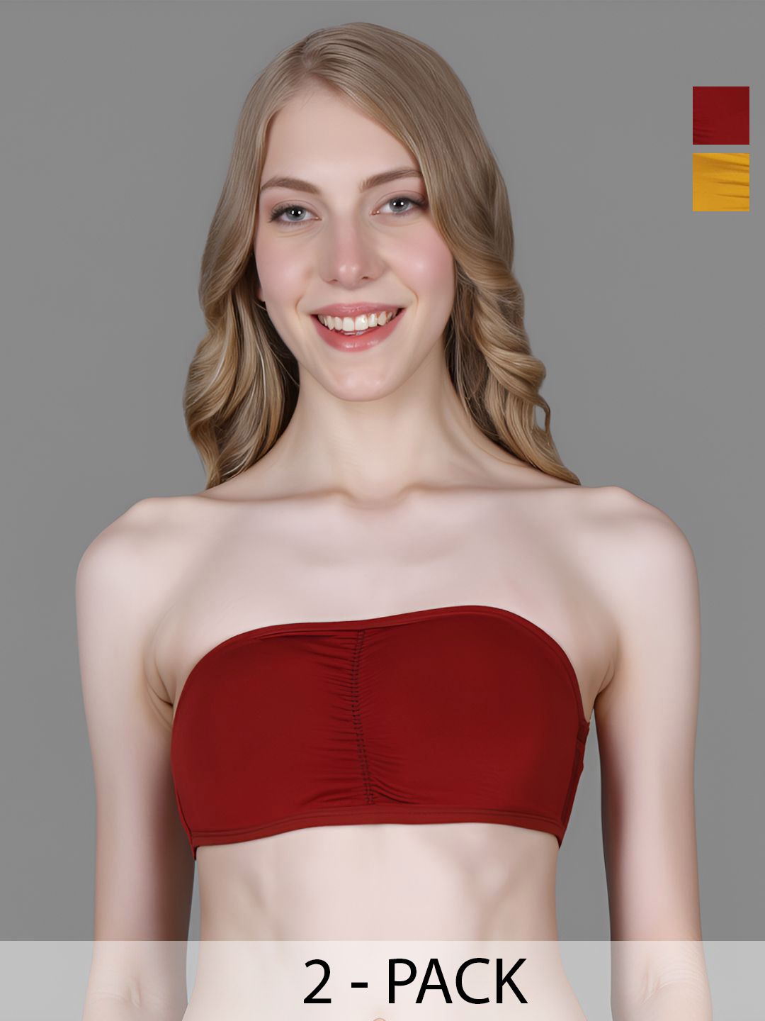 INDIROCKS Pack Of 2 Seamless U-Neck Padded Wireles Workout Yoga Bandeau Bra-picture-19