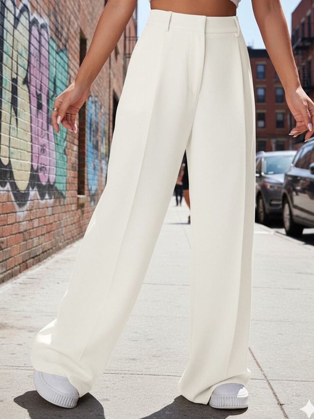 Next One Women Smart High-Rise Easy Wash Pleated Trousers-picture-24