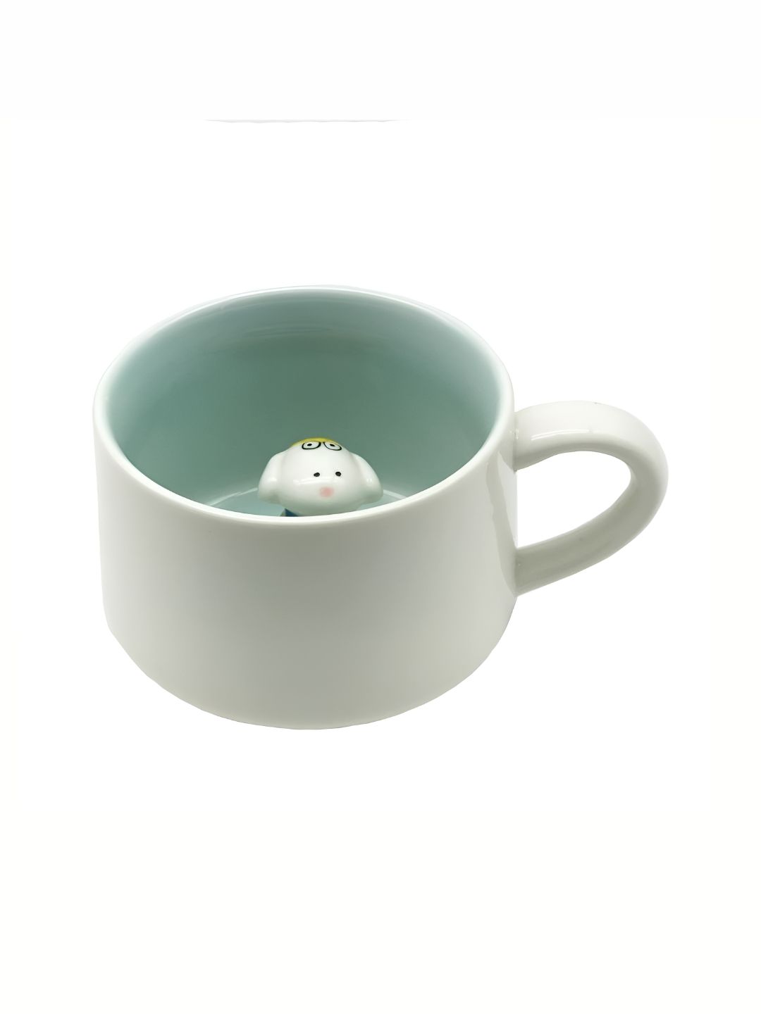 NOSCOMP White & Green Printed Ceramic Glossy Cups Set of Cups and Mugs-image-29