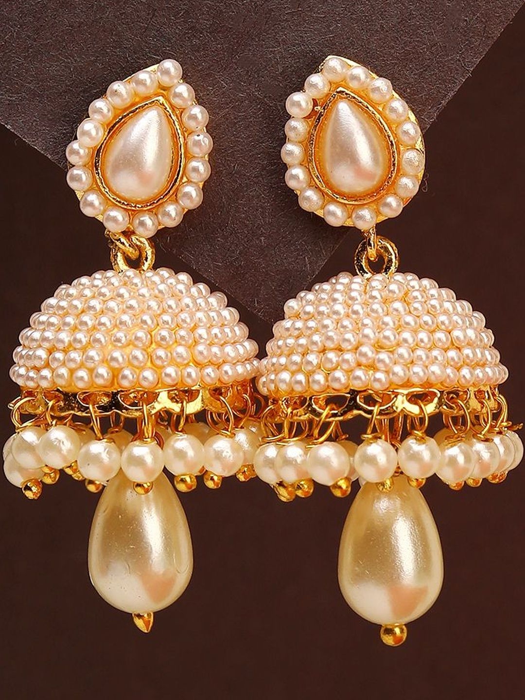 LIMEROAD Women Dome Shaped Jhumkas Earrings-picture-12