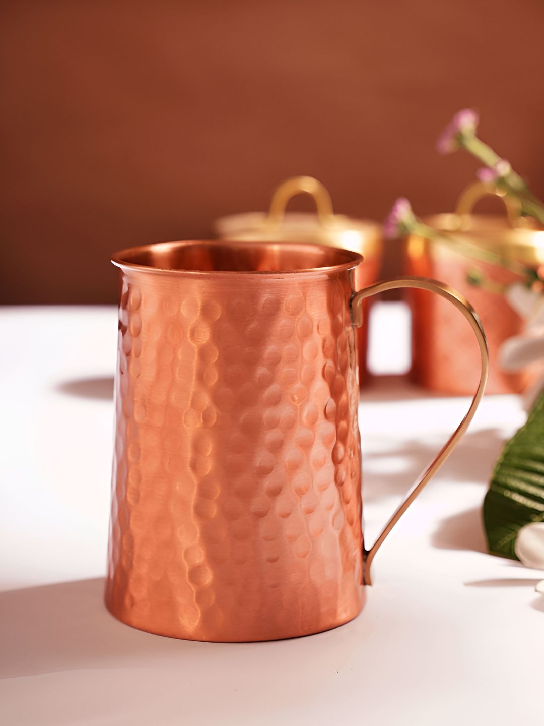 JAYPORE Copper-Toned Textured Copper Glossy Mugs Set of Cups and Mugs-picture-3