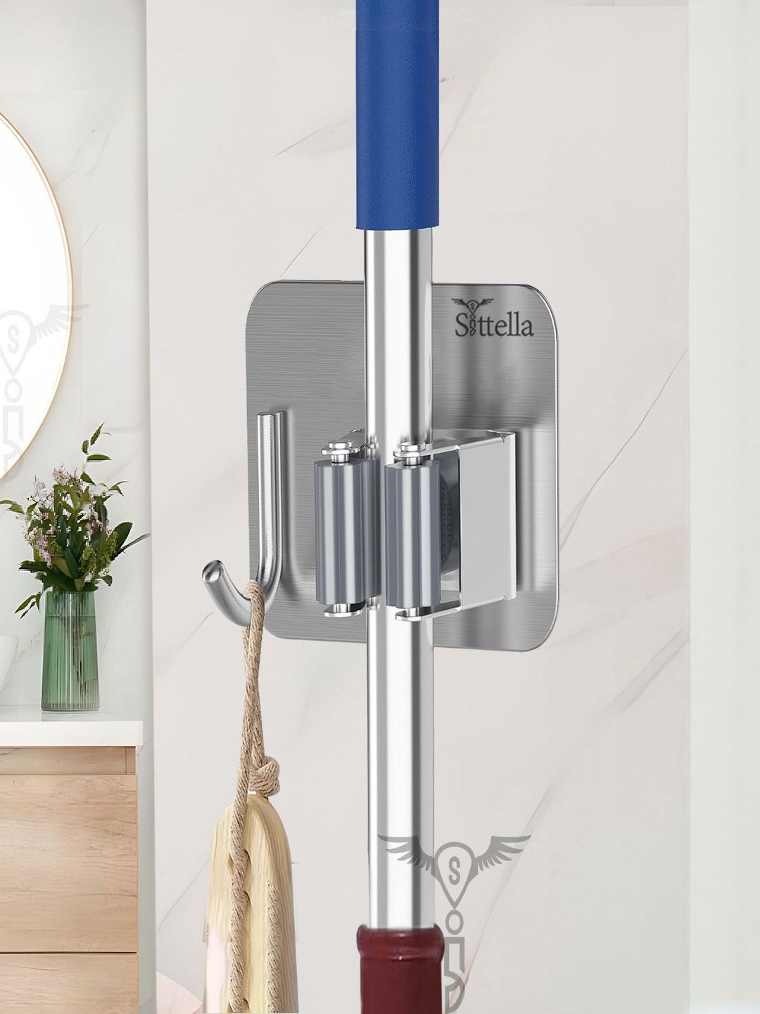 SITTELLA Stainless Steel Broom and Mop Stick Holder-image-31