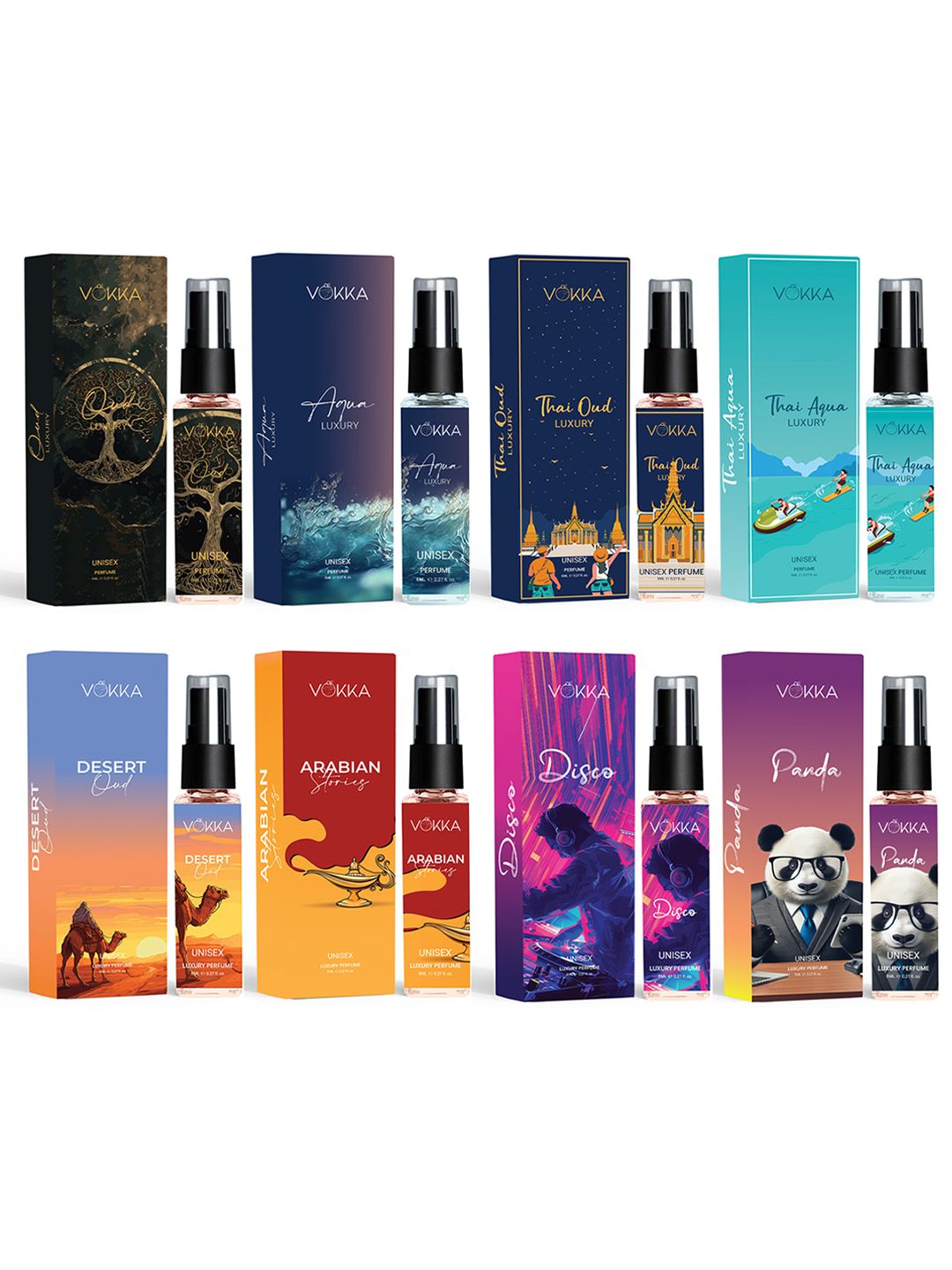 VOKKA Set Of 8 Long Lasting Pocket Perfume - 8ml Each-picture-11