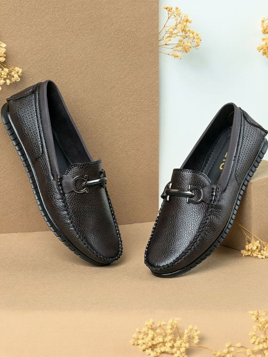 NAATU Men Brown Textured Loafers-picture-20