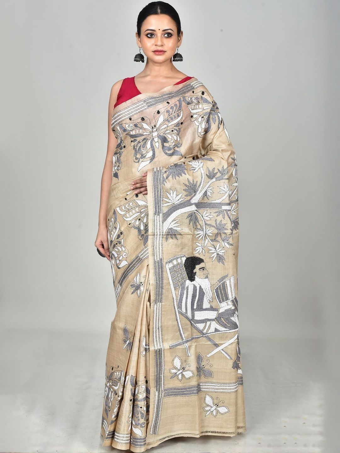 RAM SHYAM collection Ethnic Motifs Embroidered Handloom Saree-picture-49