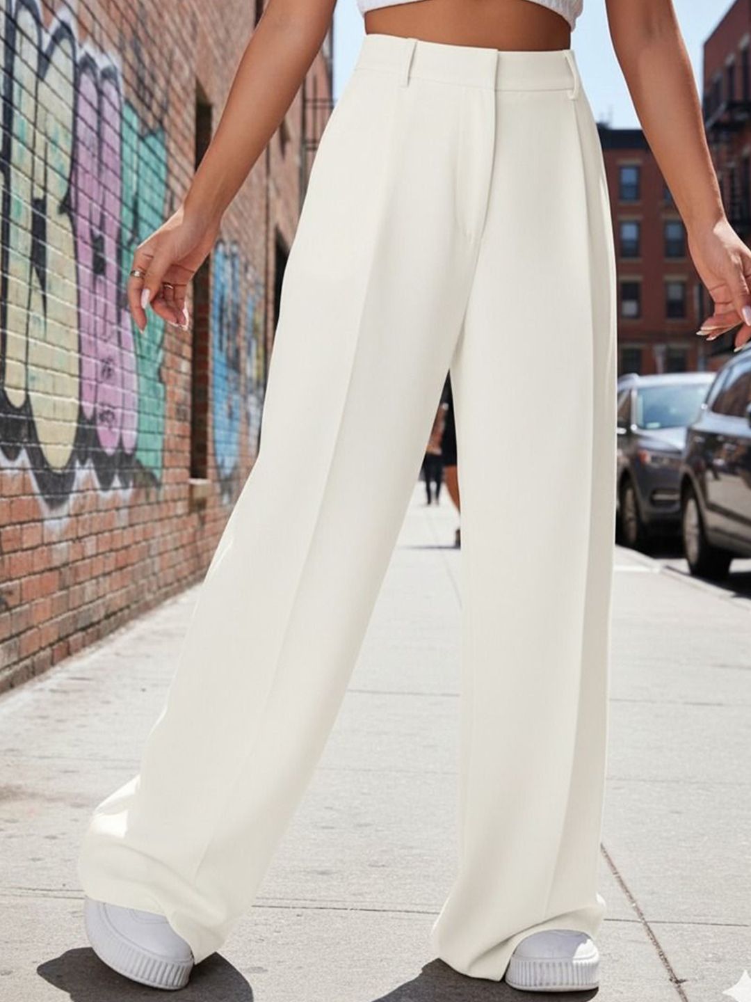 Next One Women Smart High-Rise Easy Wash Pleated Trousers-picture-18