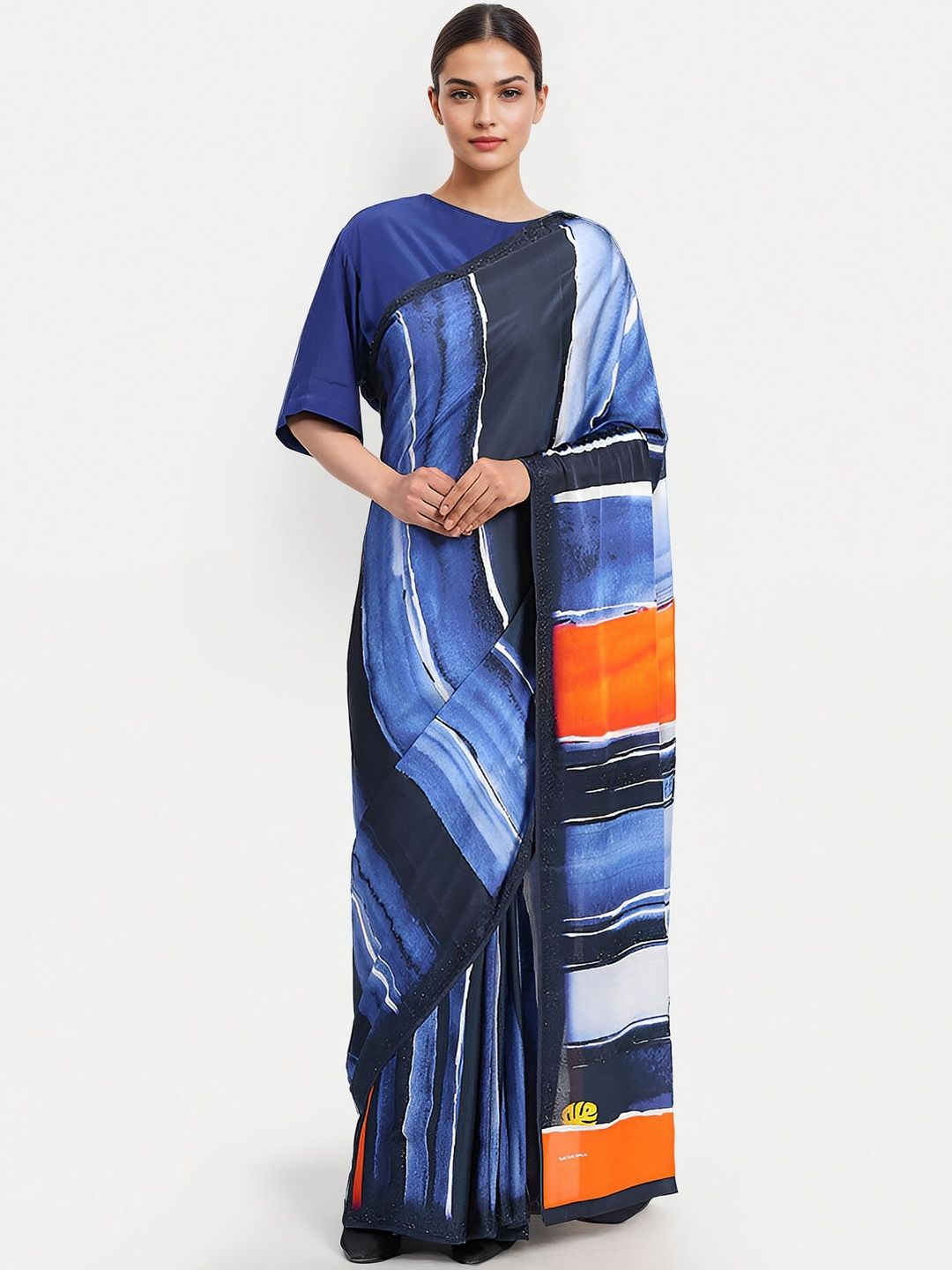 Satya Paul Abstract Printed Satin Saree-image-43