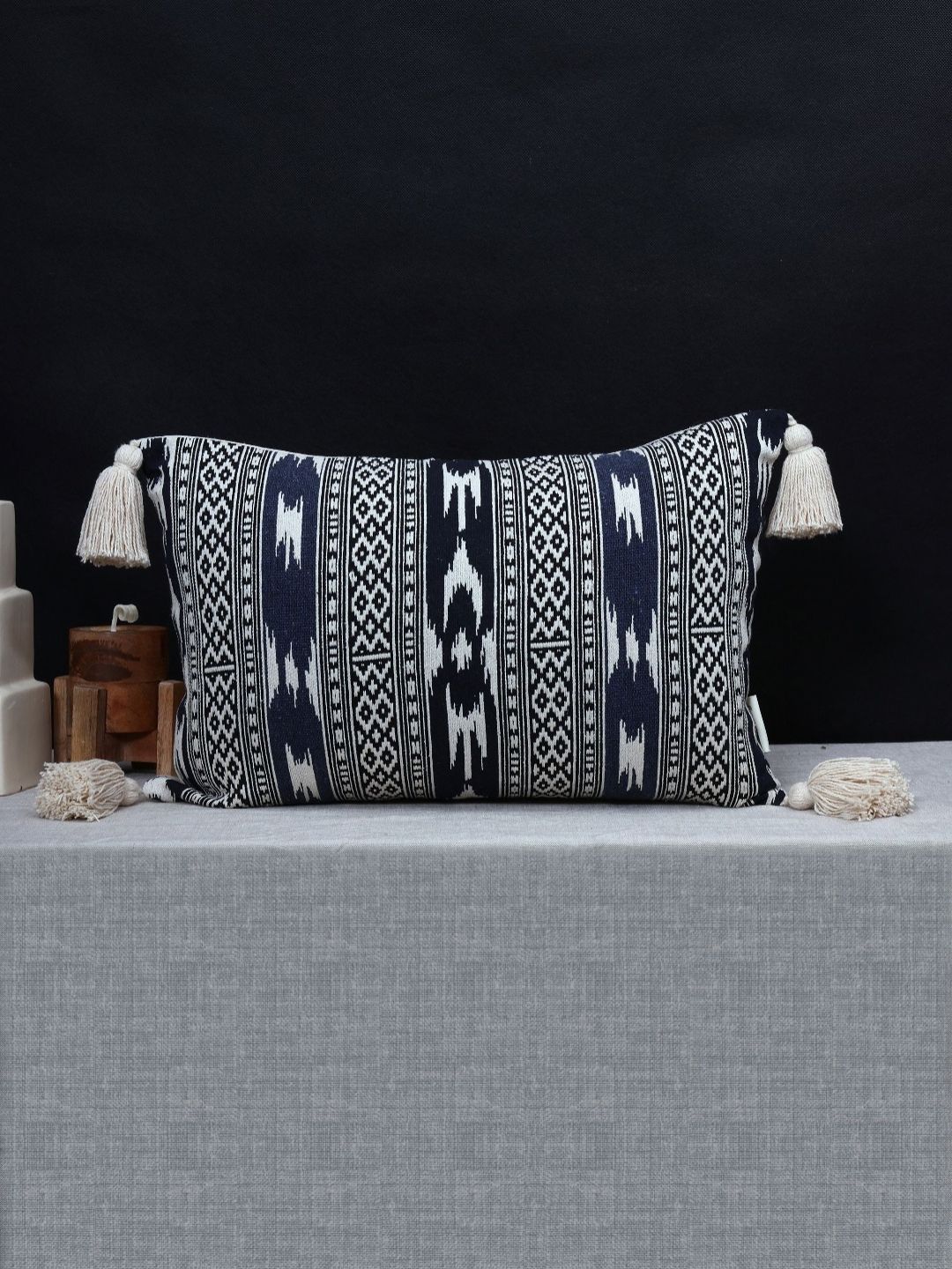 ANWYN Blue & Off White Geometric Rectangle Cushion Covers-image-20