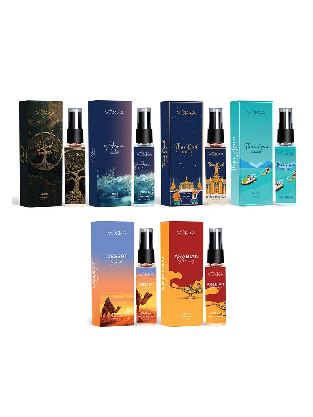 VOKKA Set Of 6 Long Lasting Pocket Perfume - 8ml Each-image-38