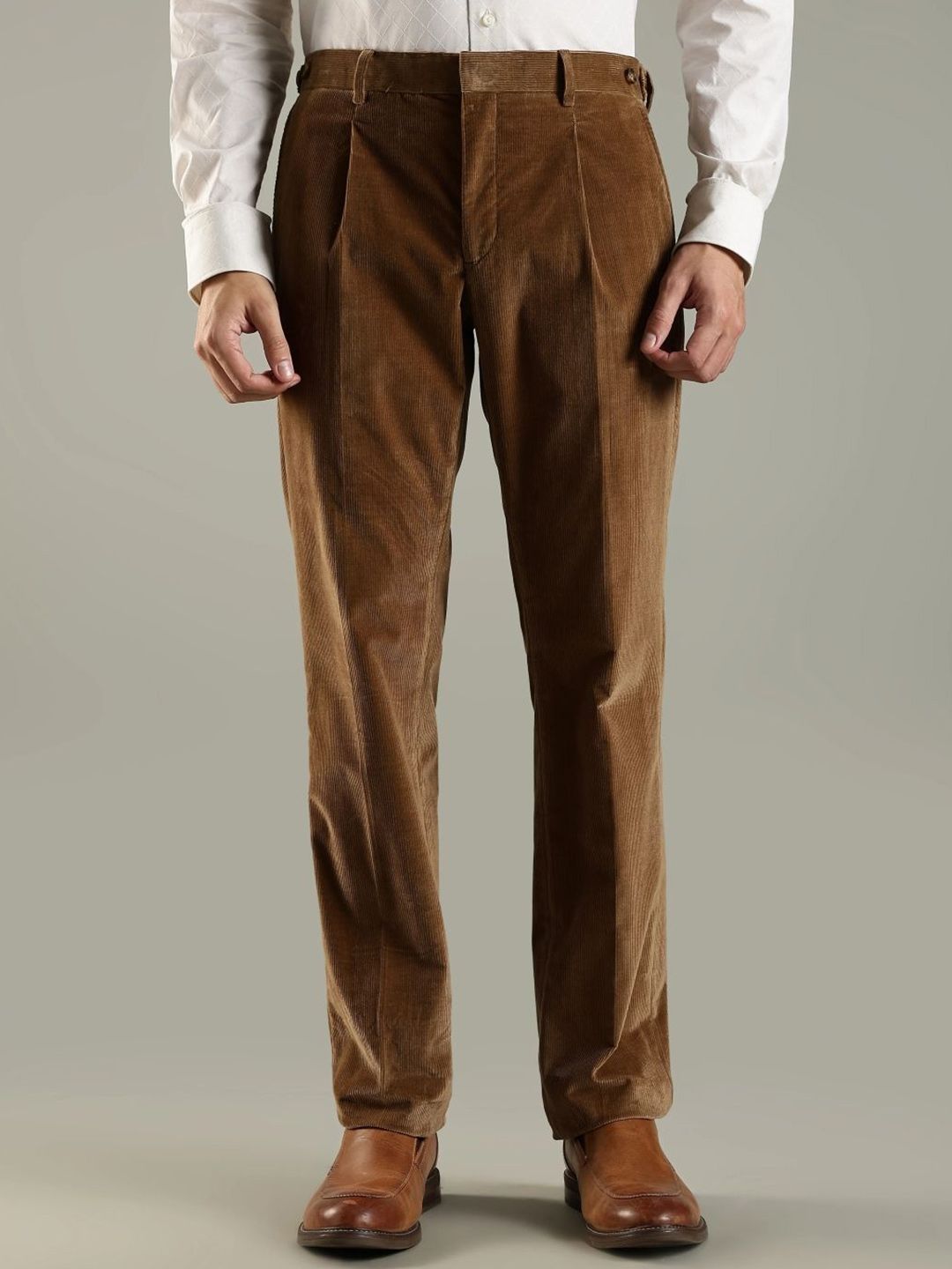 Tommy Hilfiger Europe Men Regular Fit Mid-Rise Pleated Formal Trousers-picture-19