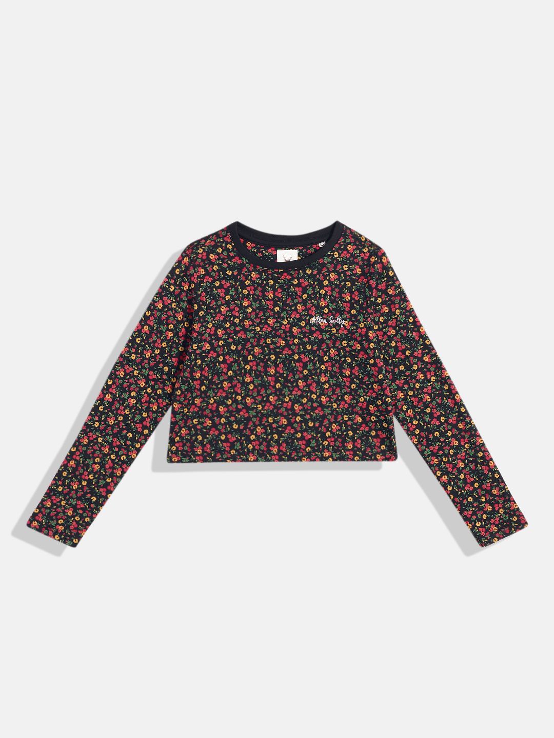Allen Solly Junior Girls Floral Printed Pure Cotton Crop T-shirt-picture-22