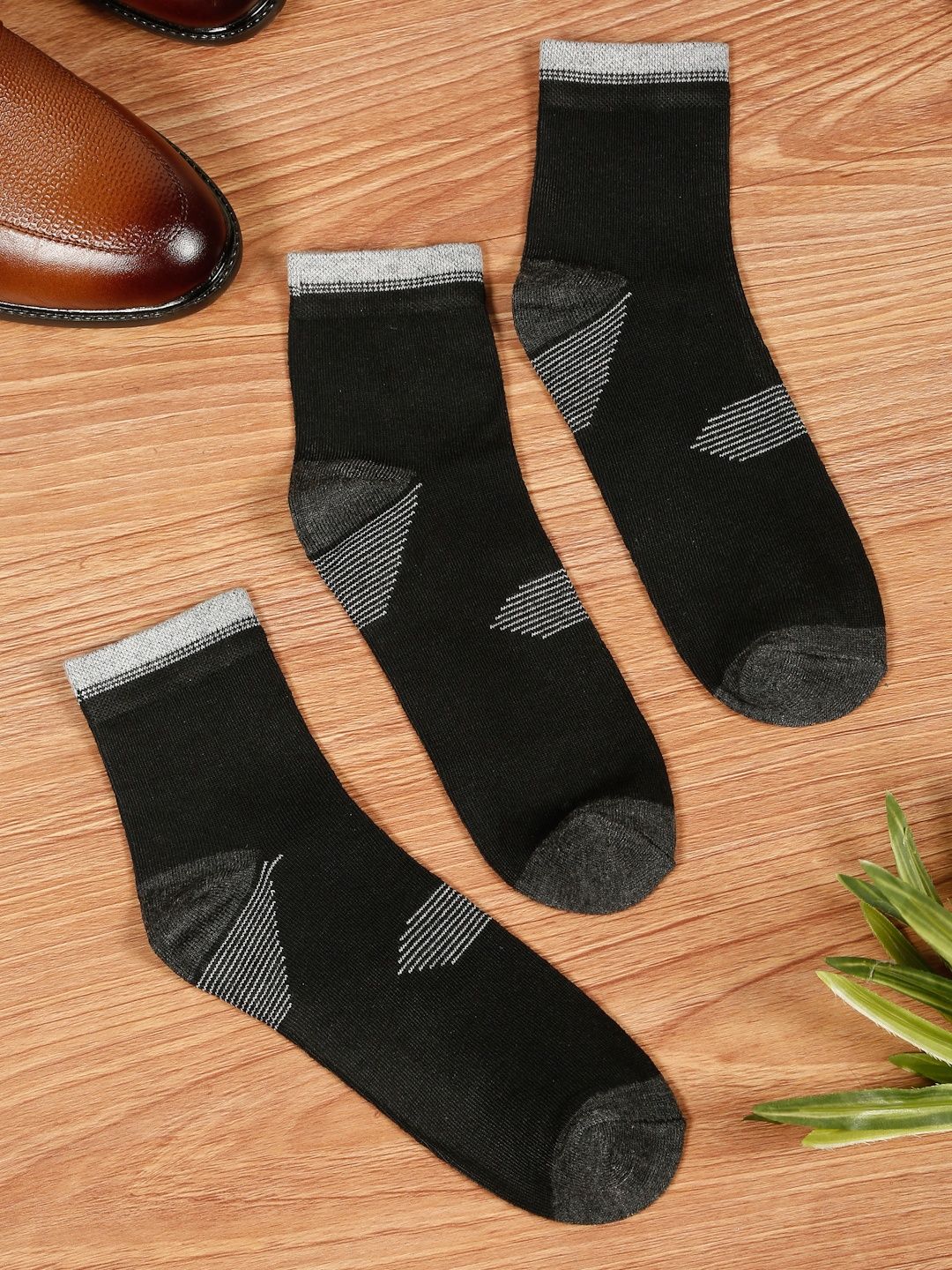 Teakwood Leathers Men Pack Of 3 Cotton Above Ankle Length Socks-picture-37