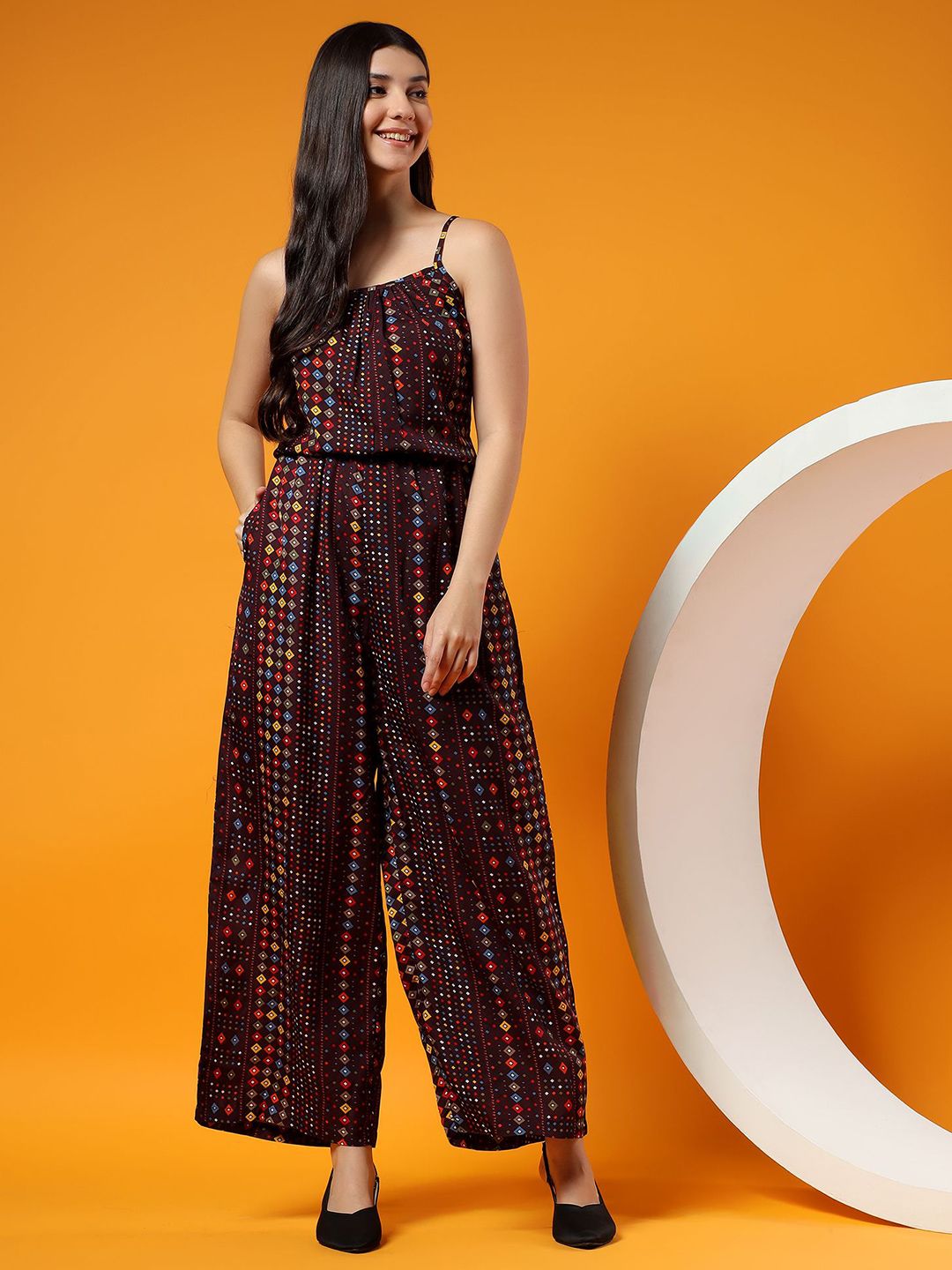 BRINNS Printed Shoulder Straps Sleeveless Basic Jumpsuit-picture-19