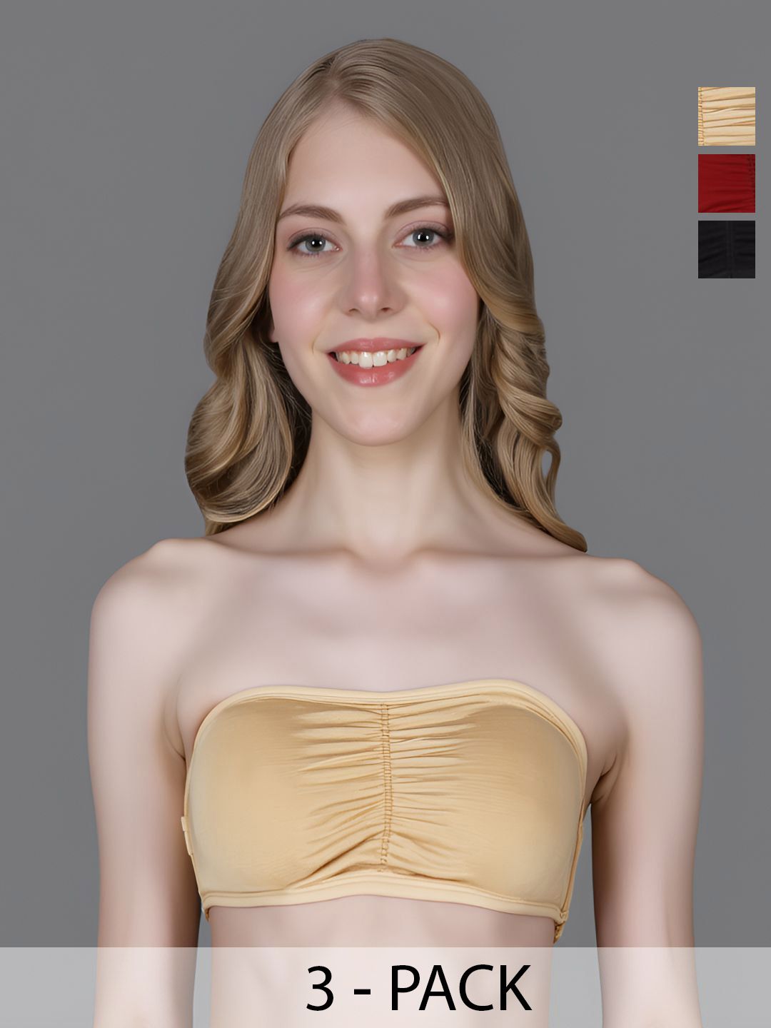 INDIROCKS Pack of 3 Seamless U-Neck Padded Wireles Workout Yoga Bandeau Bra-picture-39