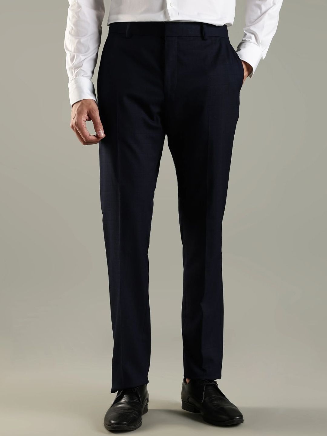 Tommy Hilfiger Europe Men Checked Regular Fit Mid-Rise Formal Trousers-picture-32