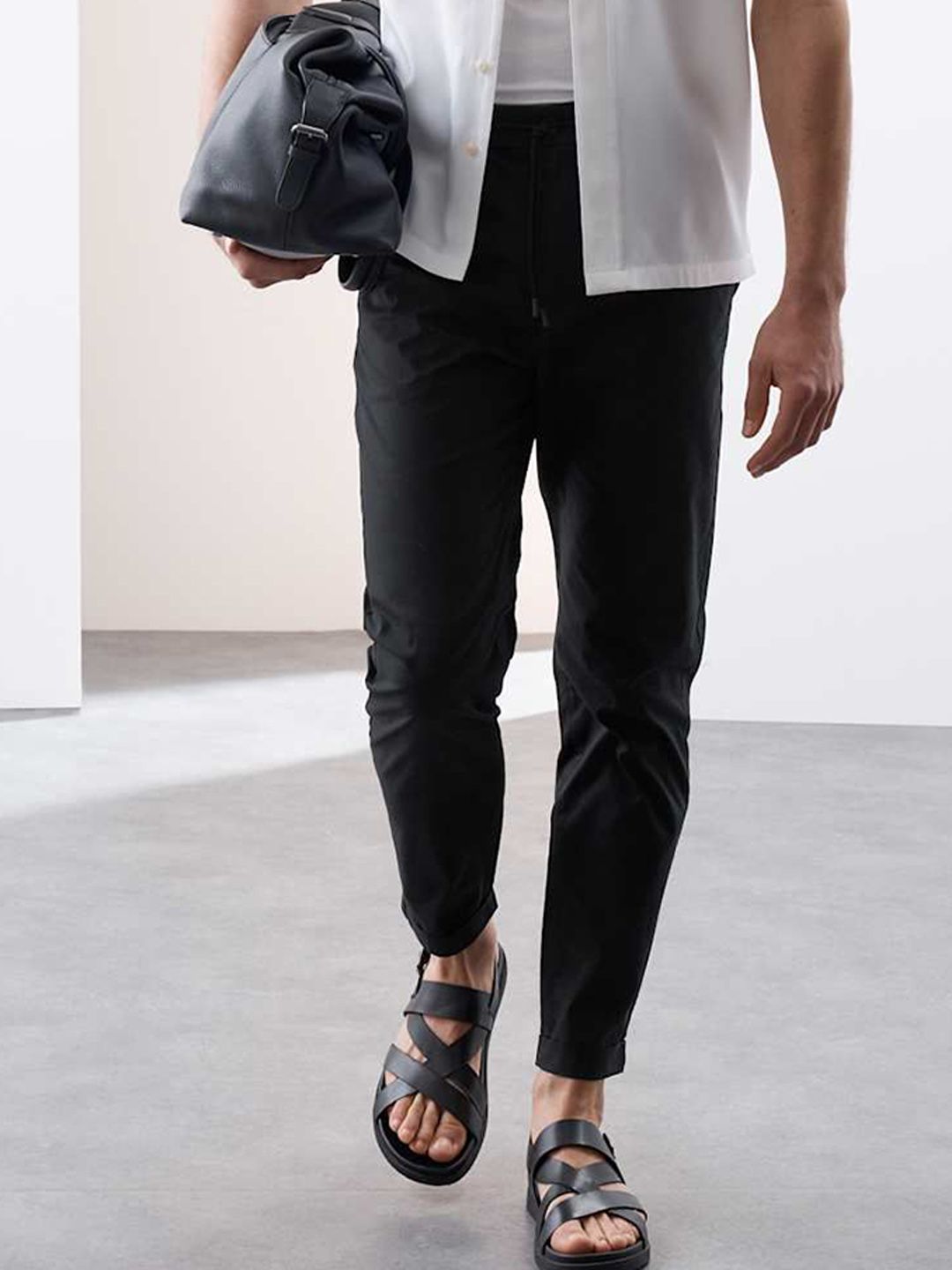 Marks & Spencer Men Tapered Fit Mid-Rise Regular Trousers-picture-32