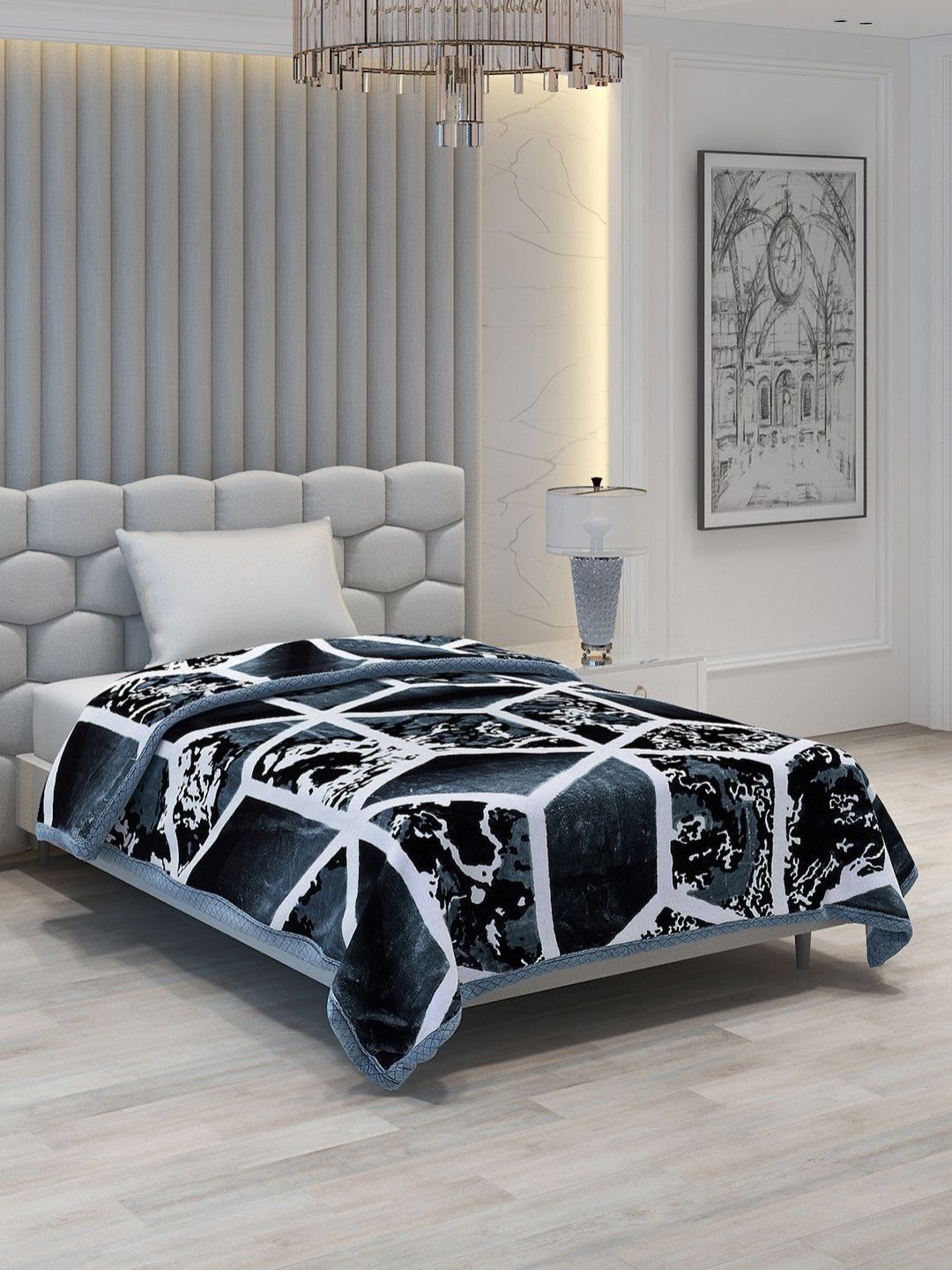 Monte Carlo Grey & Red Floral Heavy Winter Single Bed Blanket 994 GSM-image-48