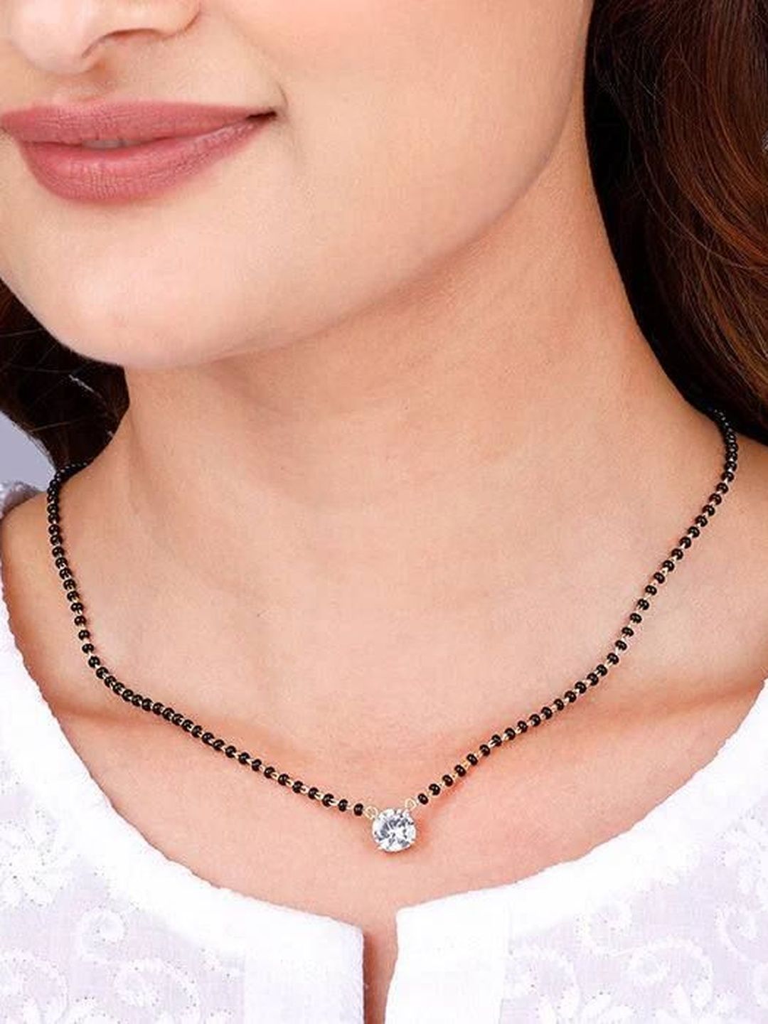 Anouk Gold-Plated CZ Studded Beaded Mangalsutra-image-18