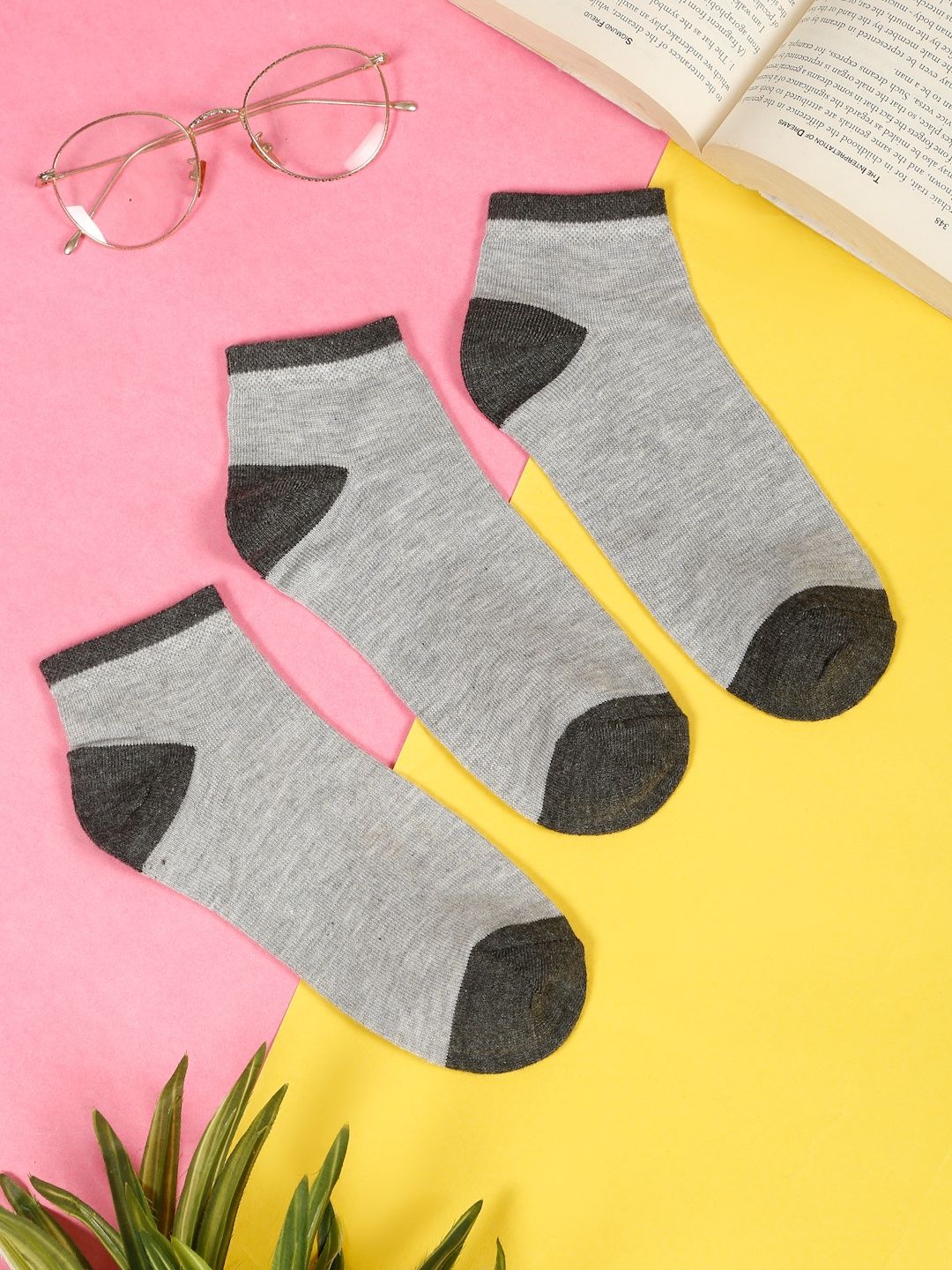 Teakwood Leathers Men Pack Of 3 Pure Cotton Ankle Length Socks-picture-13