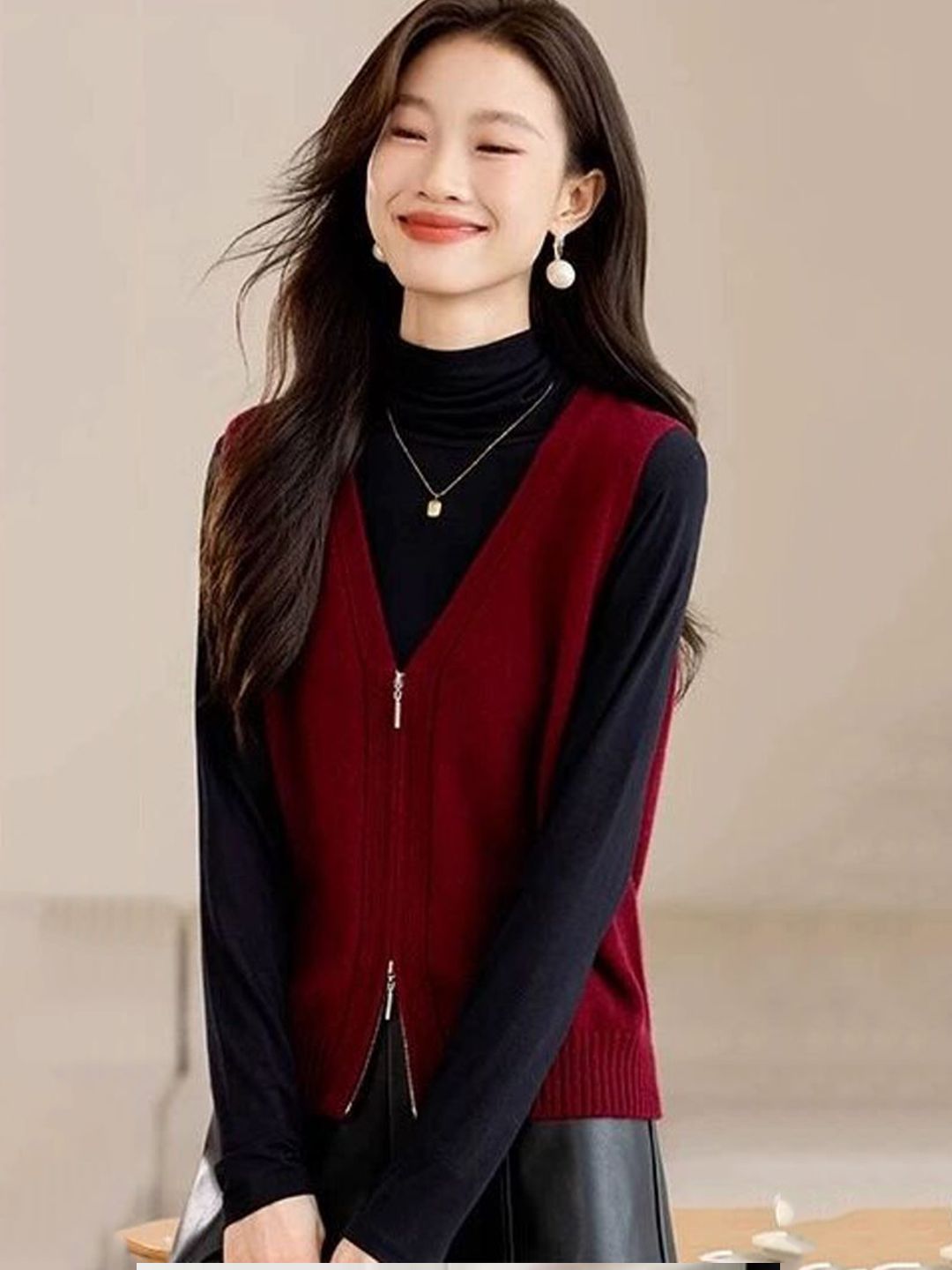 StyleCast Women V Neck Sleeveless Sweater Vest-picture-39