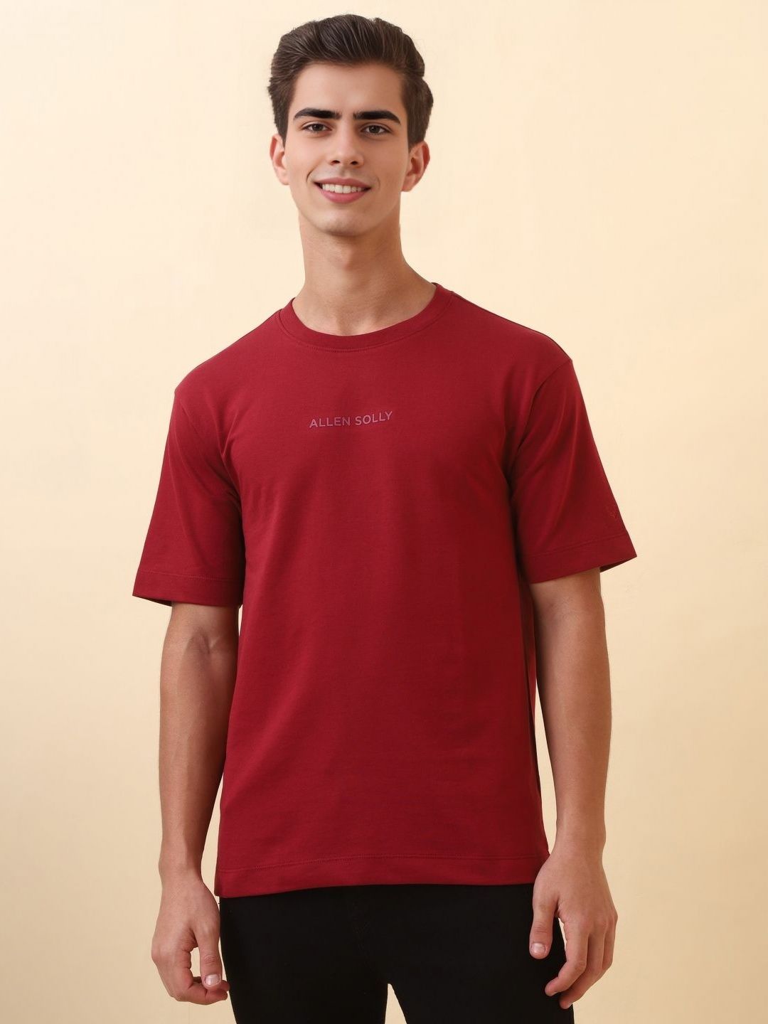 Allen Solly Men Brand Logo Printed Round Neck Pure Cotton Relaxed Fit T-shirt-picture-31