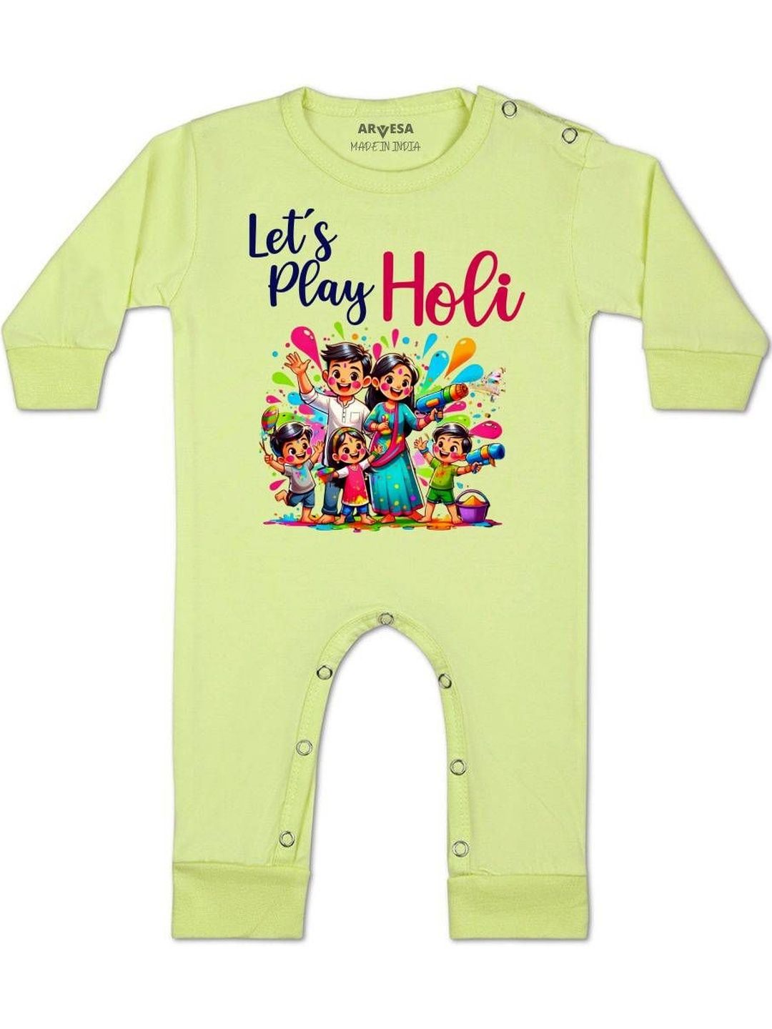 arvesa Lets Play Holi Printed Baby Rompers-picture-58