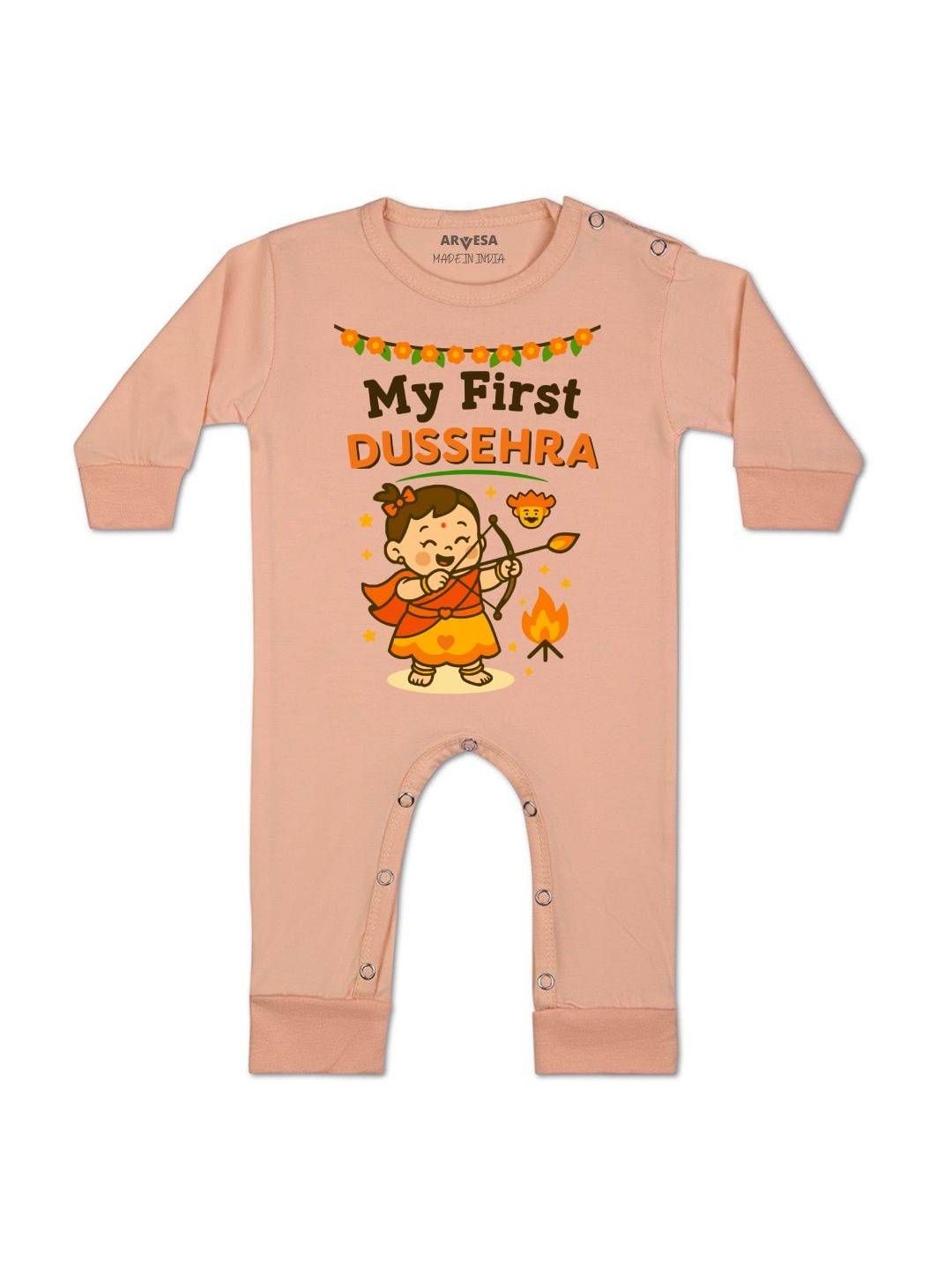 Arvesa Kids-Unisex Peach Cotton Rompers-picture-11