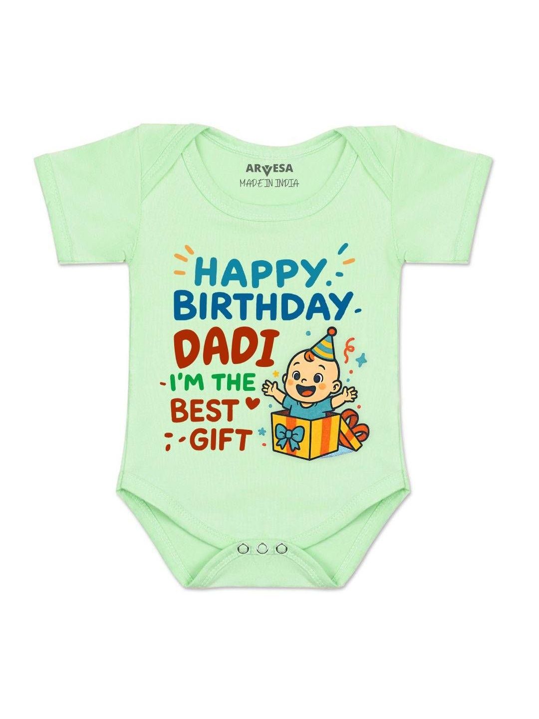 arvesa Happy Birthday Dadi Printed Romper-picture-30