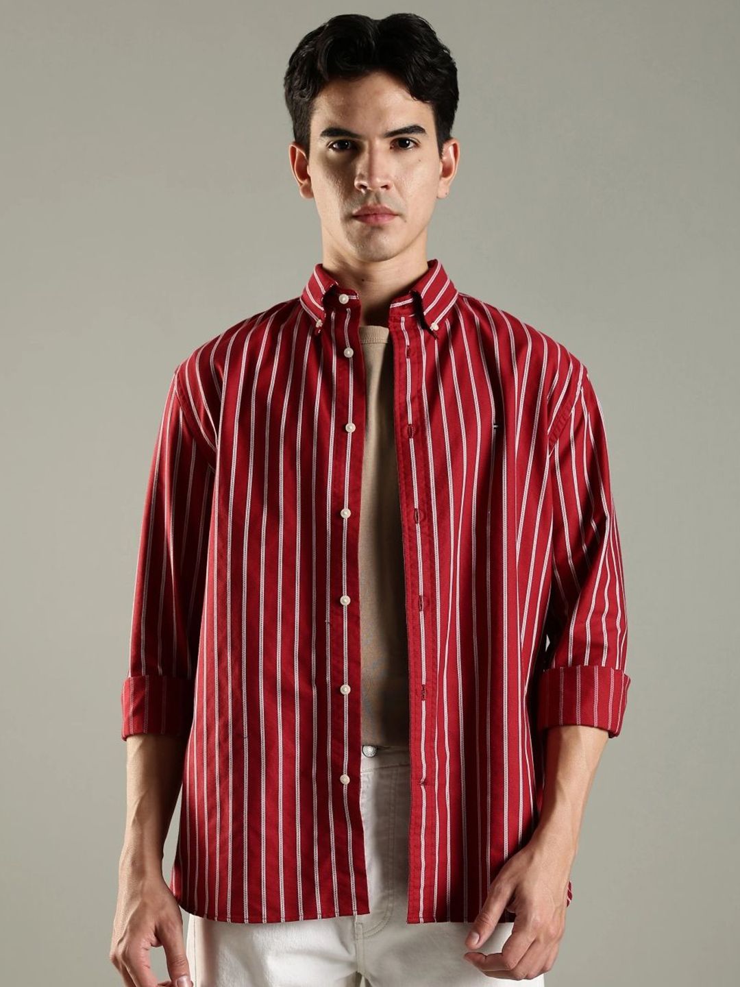 Tommy Hilfiger Striped Button-Down Collar Cotton Casual Shirt-picture-30