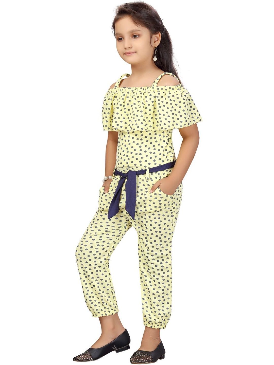 Muhuratam Girls Printed with Ruffles Jumpsuit-picture-34