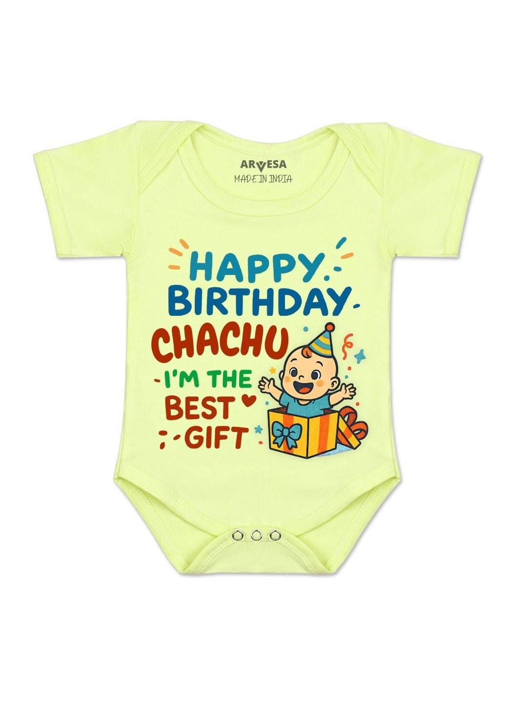 arvesa Happy Birthday Chachu Printed Romper-picture-34