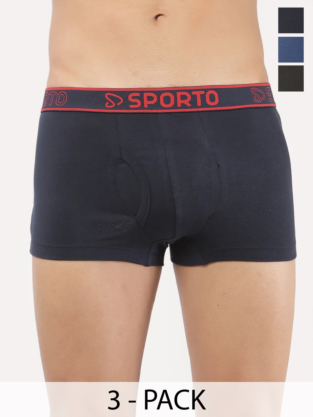 Sporto by Macho Pack Of 3 Mid Rise Trunks-picture-26