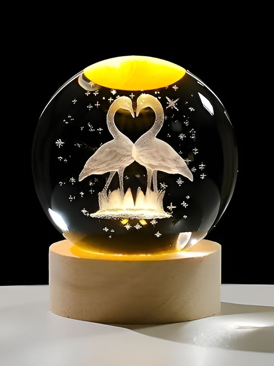 Sebon Yellow Printed Glass Spherical Table Lamp-picture-19