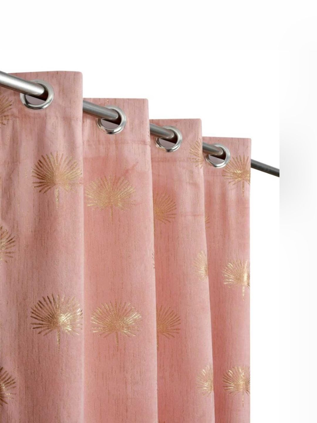 LARANDO Pink & Gold-Toned 2 Pieces Floral Printed Room Darkening Door Velvet Curtains-picture-33