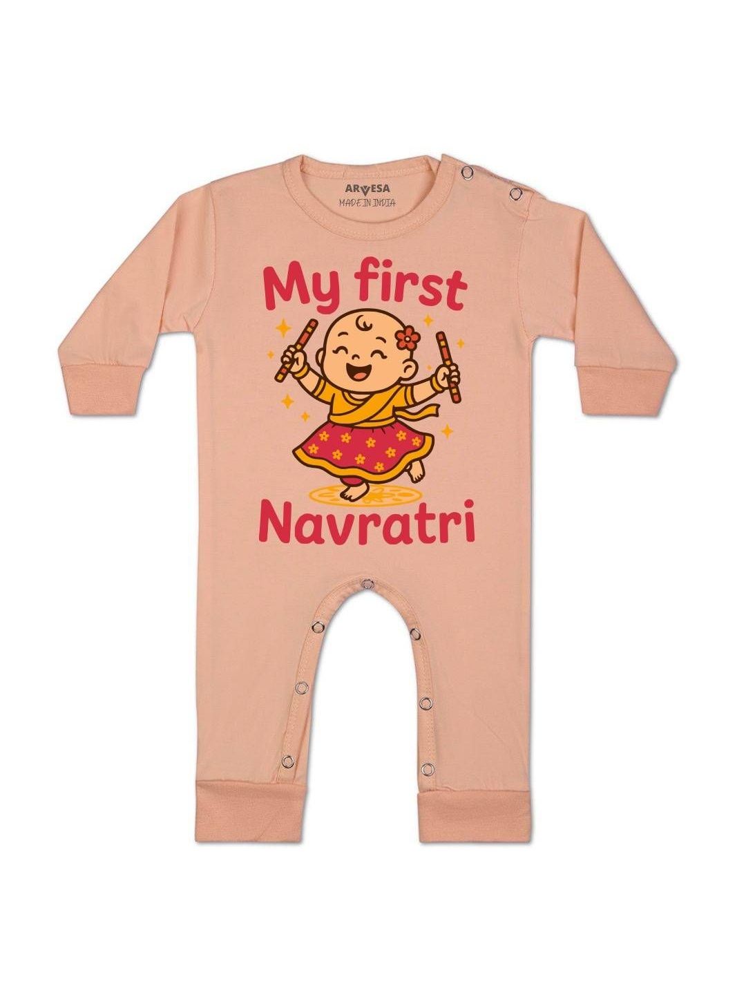 Arvesa Kids-Unisex Peach Cotton Rompers-picture-14
