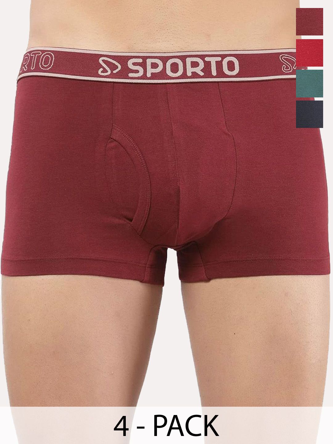 Sporto by Macho Pack Of 4 Cotton Mid-Rise Short Trunks Sprto-M1022_M1-N1-Prt1-R1-S-picture-39